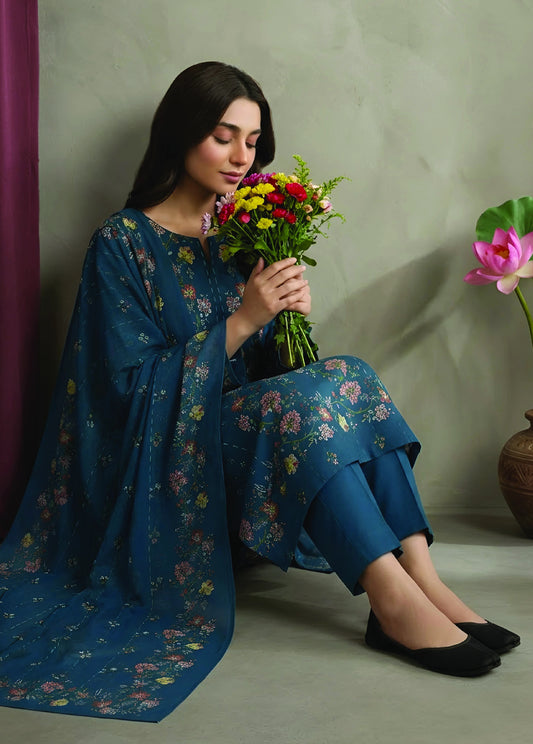 Digital Printed 3PC Lawn Suit-ZR116