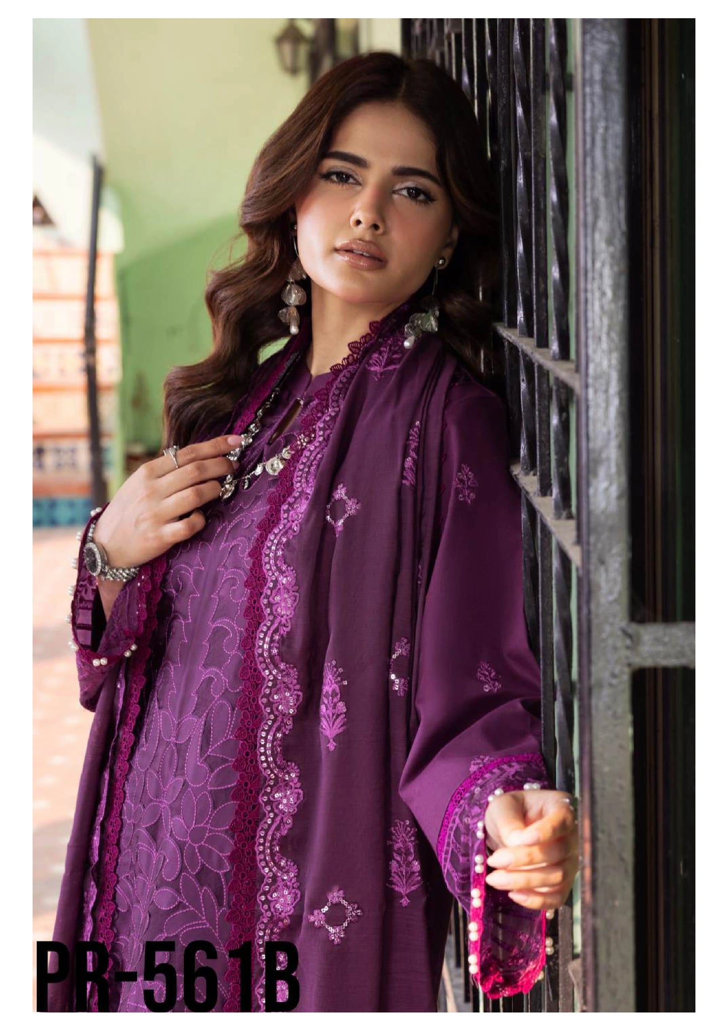 Embroidered Lawn 3PC Suit | Stitched-ZR230