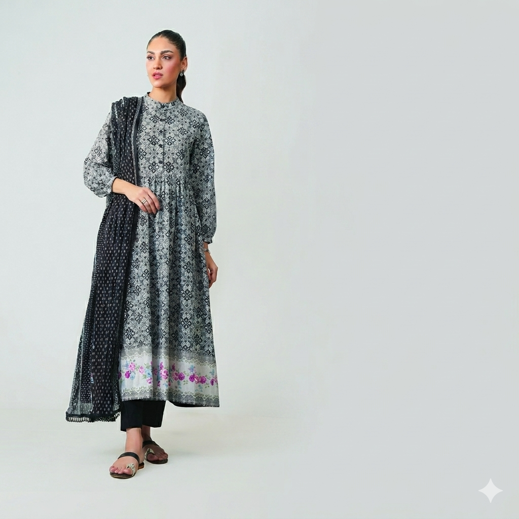 Digital Printed Lawn 3PC-ZR072