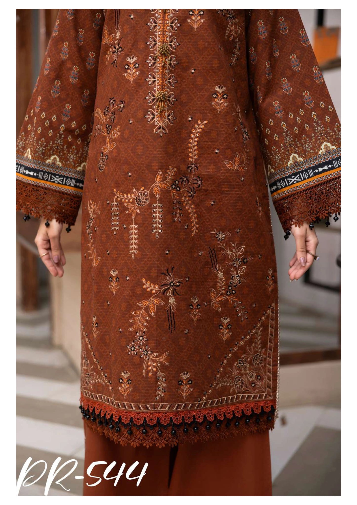 Digital Printed Embroidered Lawn 3PC -ZR544