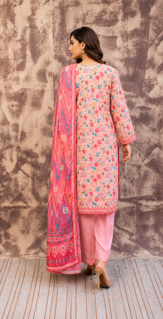 Printed Lawn 3PC Suit | Unstitched-ZR215