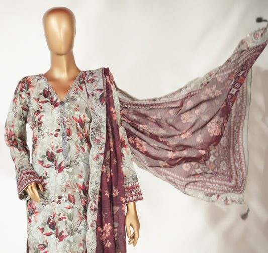 Embroidered Lawn 3PC Suit-ZR060