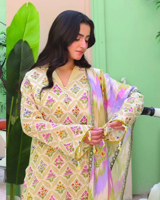 Printed Lawn 3PC-Stitched