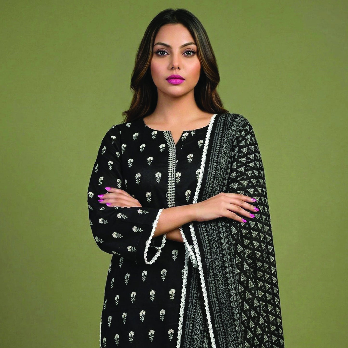Digital Printed Lawn 3 PC Suit-ZR125