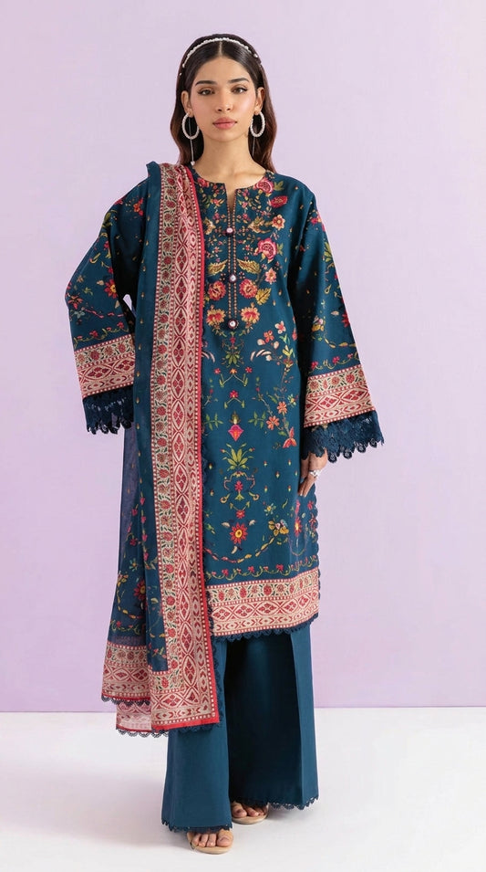 Printed Lawn 3PC | Unstitched-ZR235