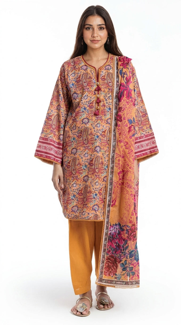 Printed Lawn 3PC | Unstitched-ZR238