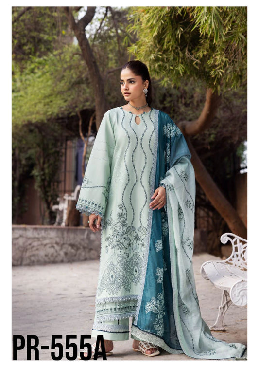 Luxury Embroidered Lawn 3PC-ZR098