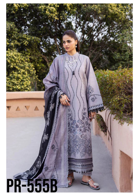 Luxury Embroidered Lawn 3PC-ZR100