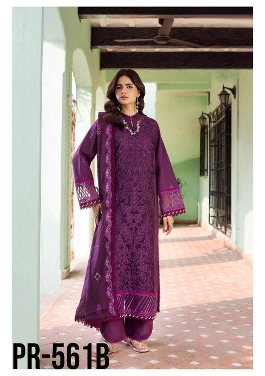 Luxury Embroidered Lawn 3PC-ZR101