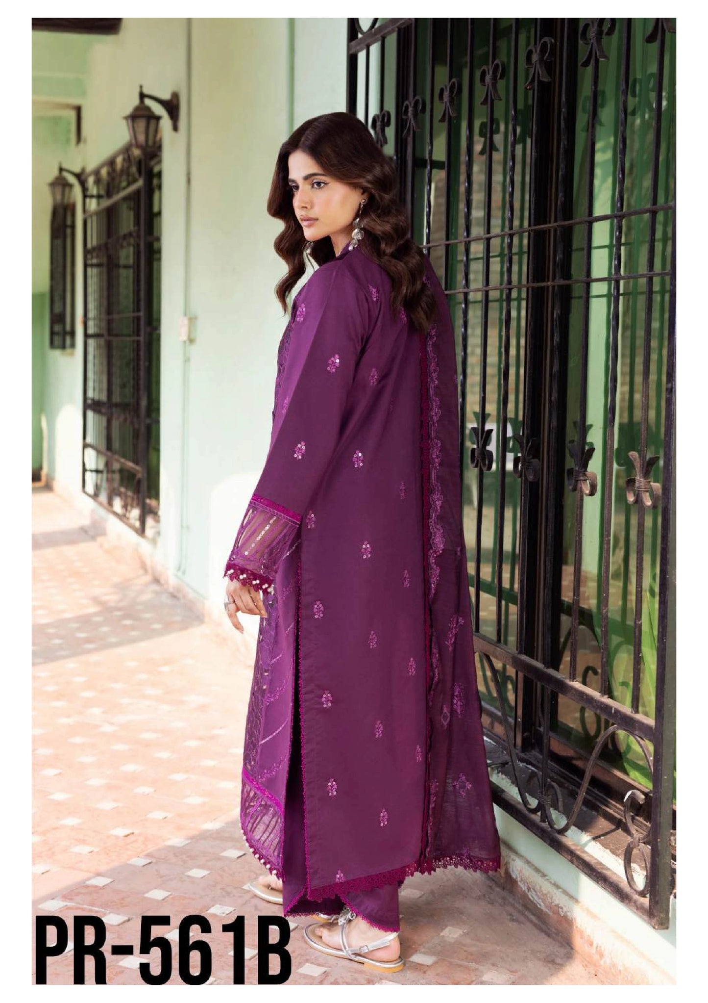 Embroidered Lawn 3PC Suit | Stitched-ZR230