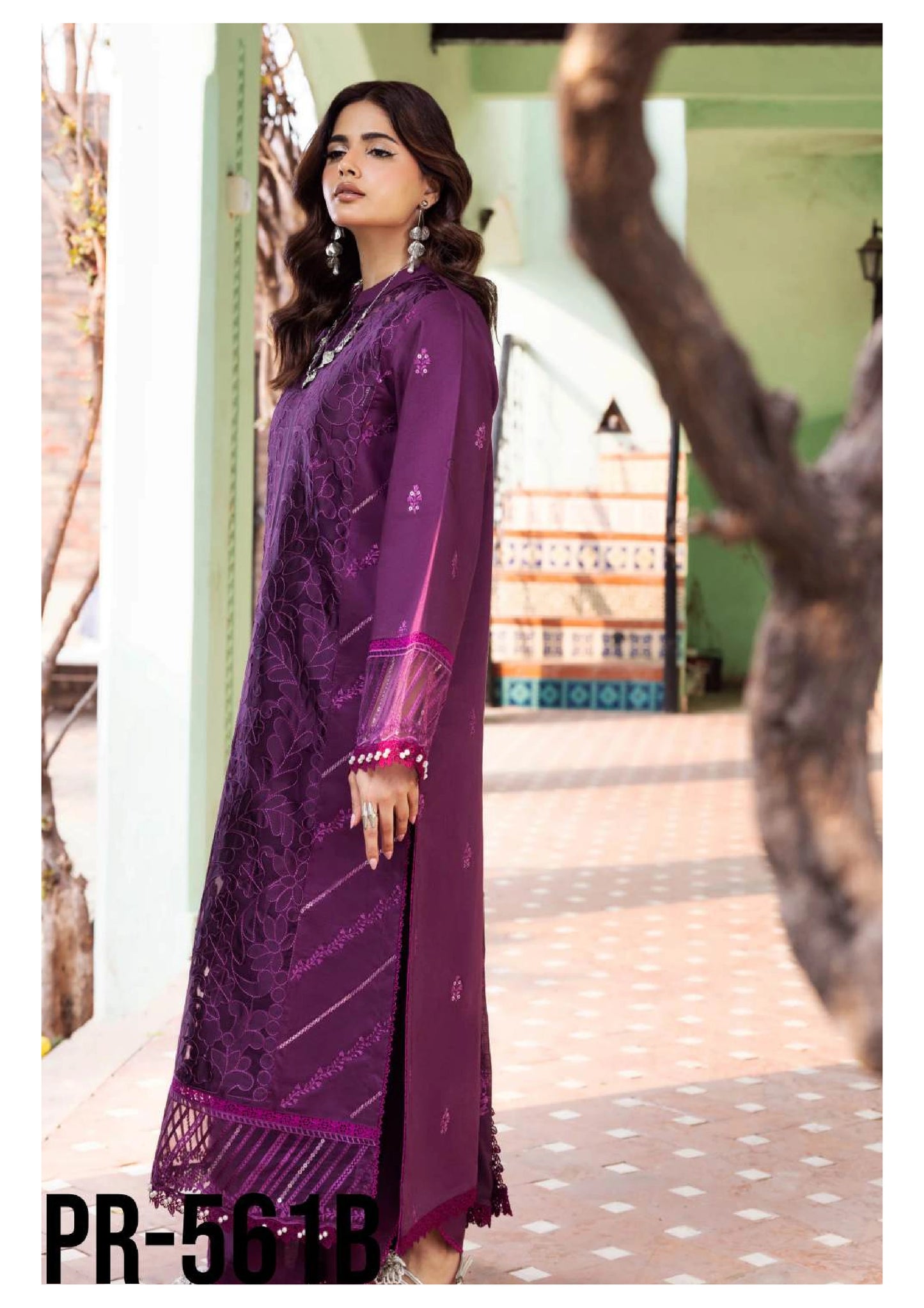 Embroidered Lawn 3PC Suit | Stitched-ZR230