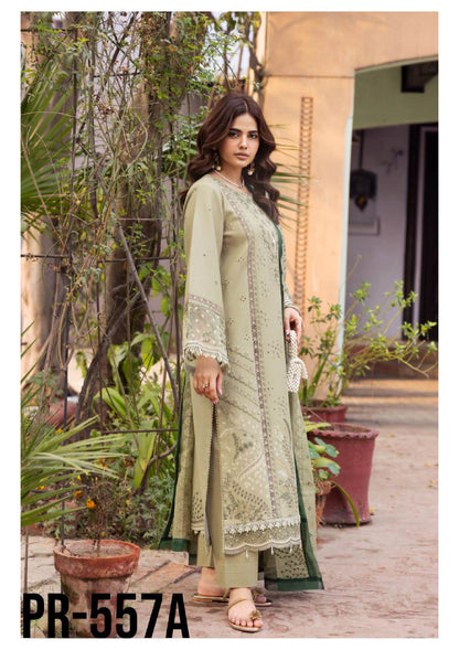 Embroidered Lawn 3PC Suit | Stitched-ZR233