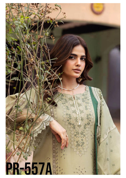 Embroidered Lawn 3PC Suit | Stitched-ZR233