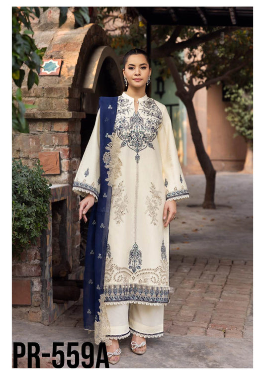 Luxury Embroidered Lawn 3PC-ZR107