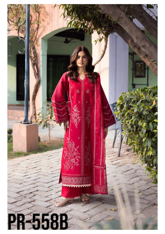Luxury Embroidered Lawn 3PC-ZR108