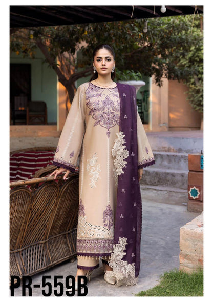 Luxury Embroidered Lawn 3PC-ZR109