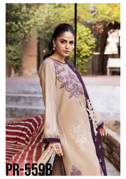 Luxury Embroidered Lawn 3PC-ZR109