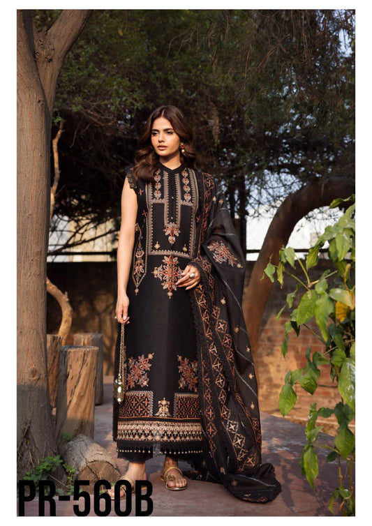 Luxury Embroidered Lawn 3PC-ZR111