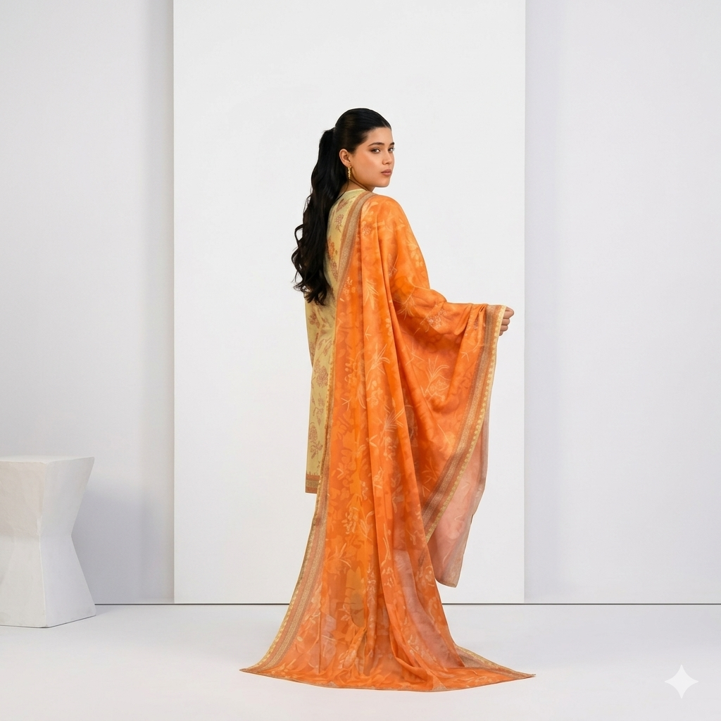 Printed Lawn 3PC Suit- Flowral