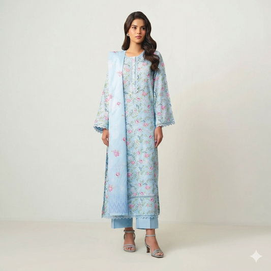 Digital Printed Lawn 3PC-ZR073