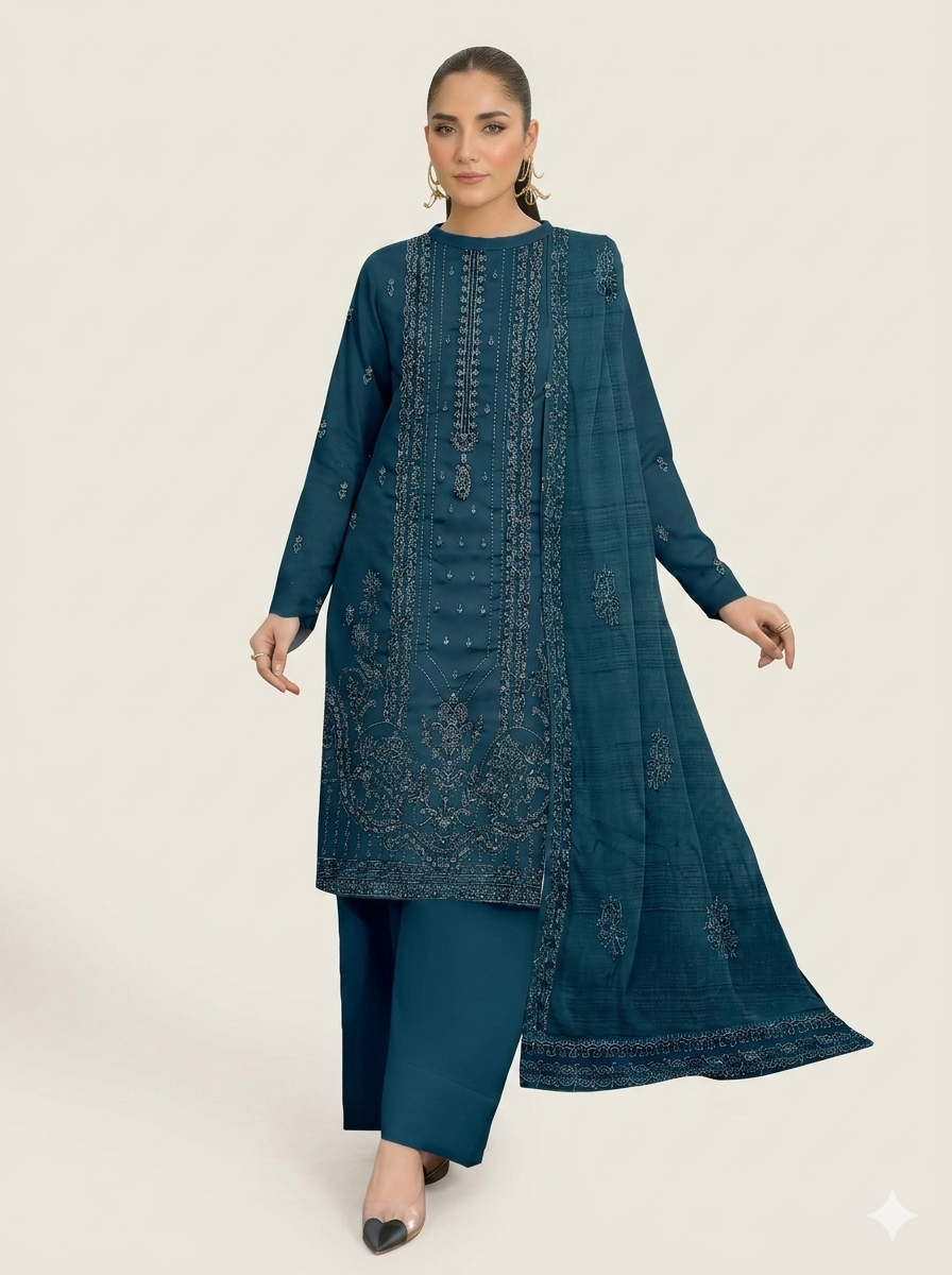 Embroidered Lawn 3 PC Suit-ZR134