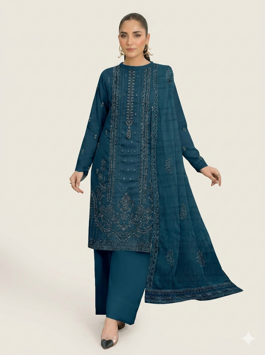 Embroidered Lawn 3 PC Suit-ZR134