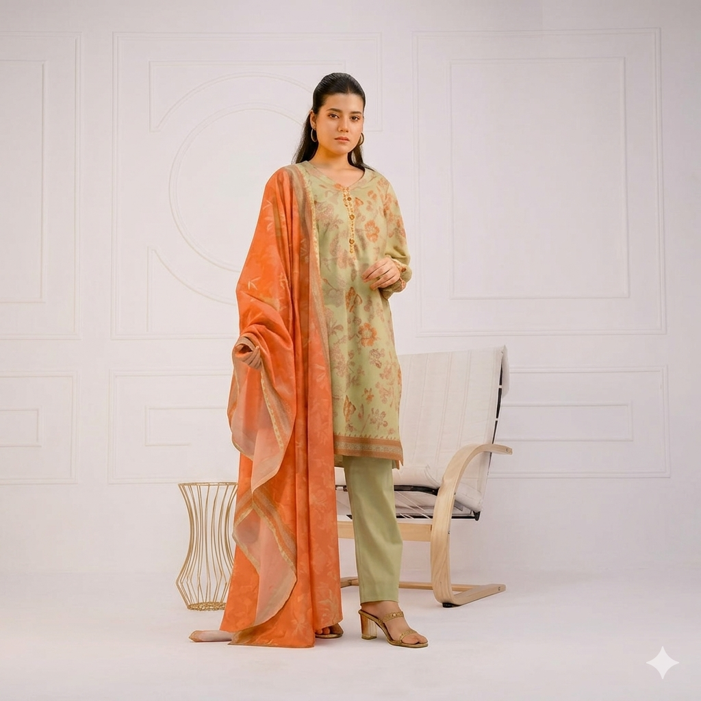 Printed Lawn 3PC Suit- Flowral