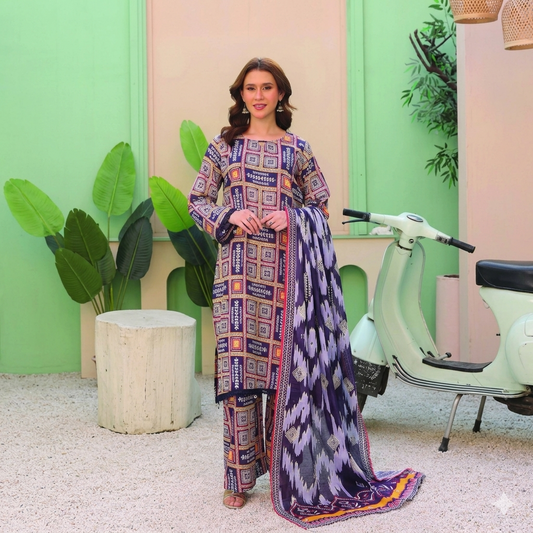 Printed Lawn 3PC-Stitched