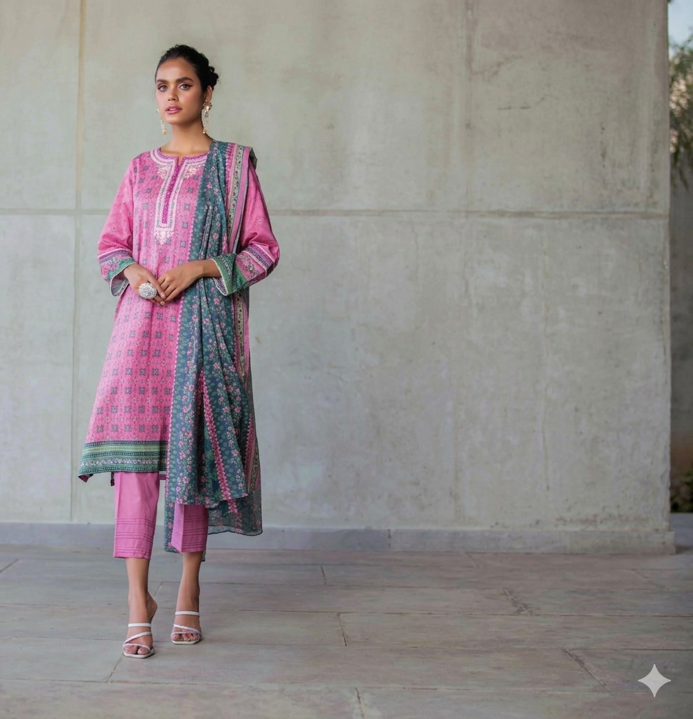Digital Printed Lawn 3PC-ZR075