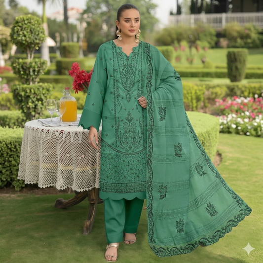 Embroidered Lawn 3 PC Suit-ZR137
