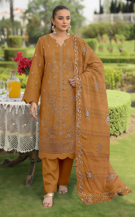 Embroidered Lawn 3 PC Suit-ZR138
