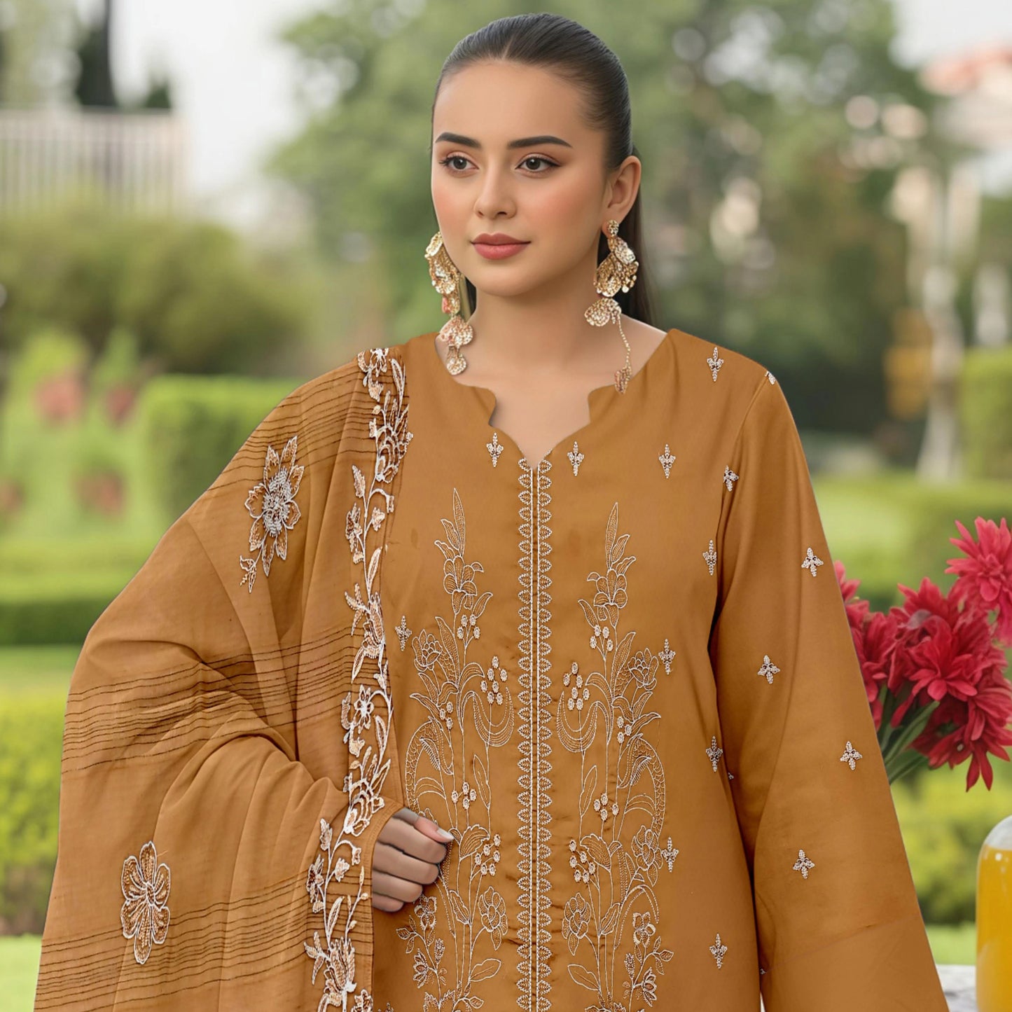 Embroidered Lawn 3 PC Suit-ZR138