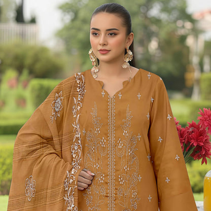 Embroidered Lawn 3 PC Suit-ZR138