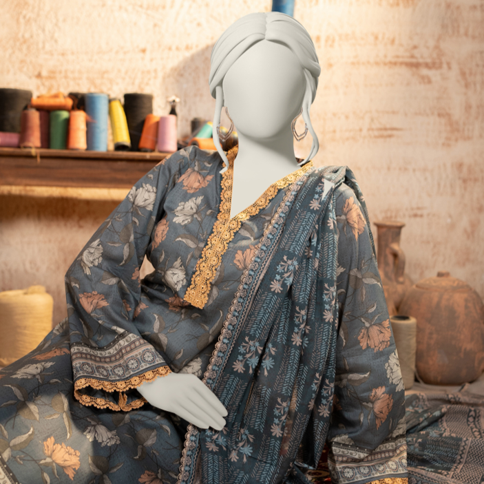 Digital Printed Lawn 3PC Suit-ZR154