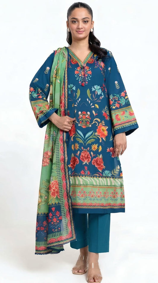 Printed Lawn 3PC | Unstitched-ZR239