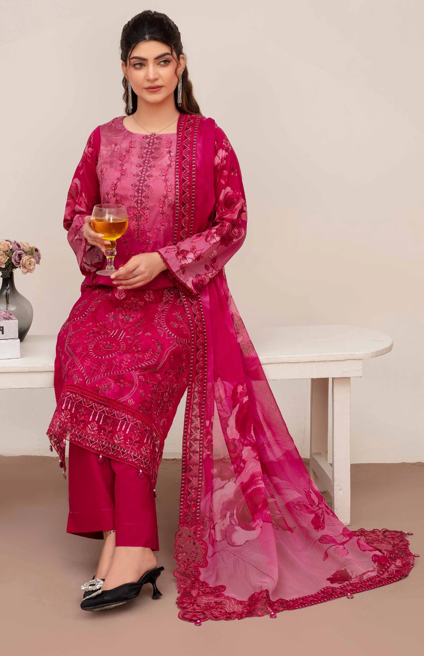 Embroidered Lawn 3PC Suit-ZR141