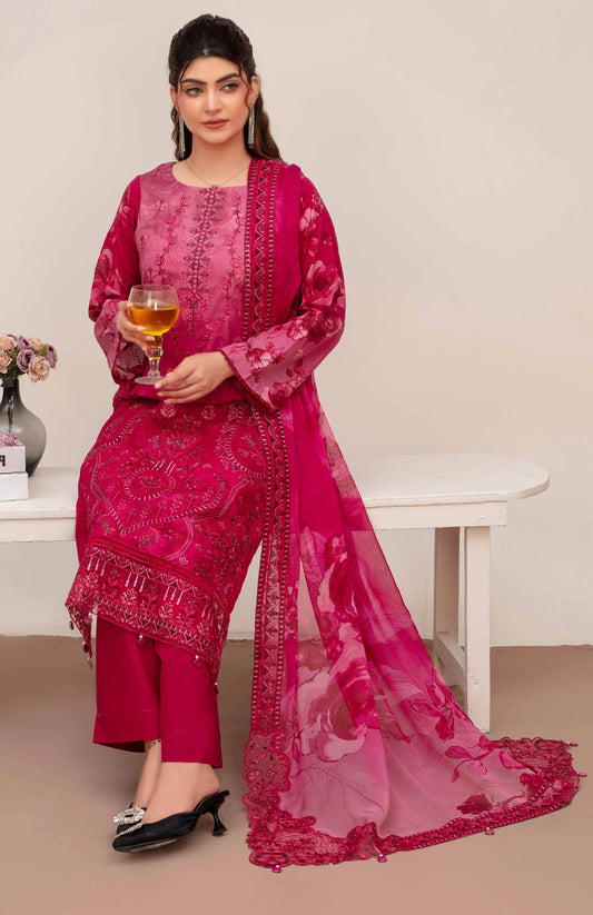 Embroidered Lawn 3PC Suit-ZR141