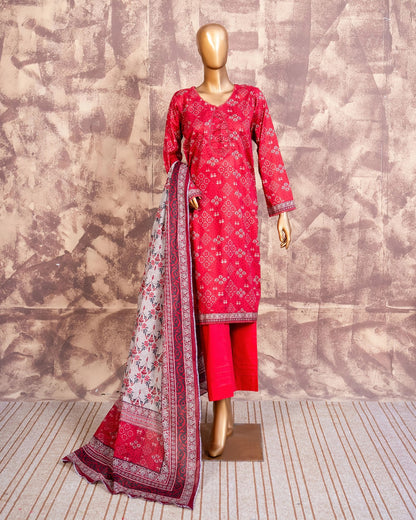 Printed Lawn 3PC Suit | Unstitched-ZR220