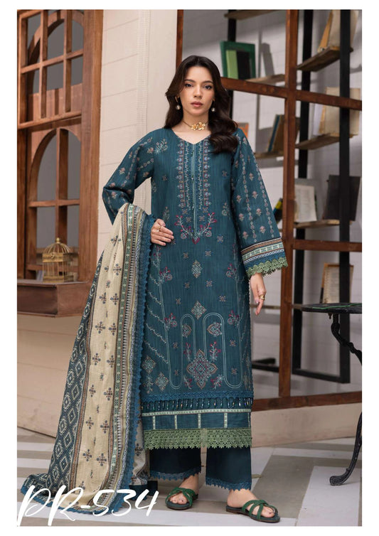 Digital Printed Embroidered Lawn 3PC -ZR534