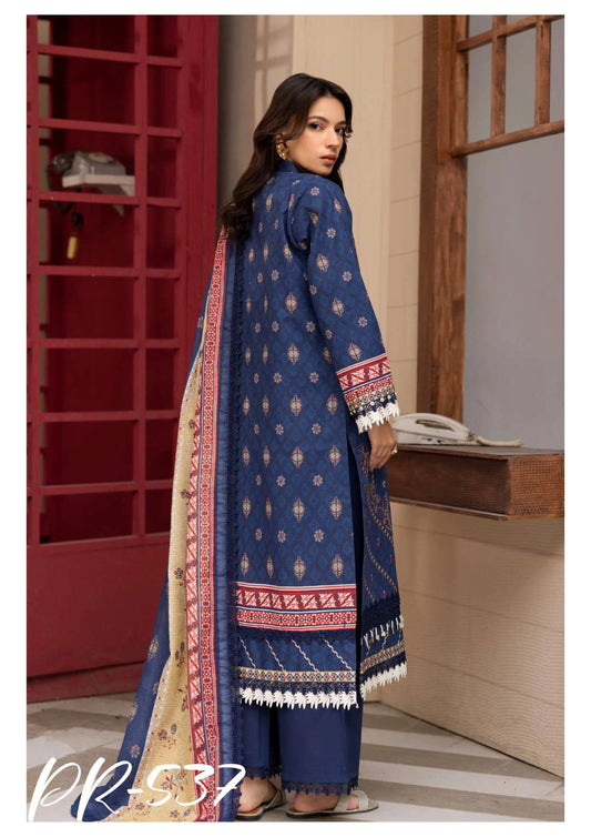 Digital Printed Embroidered Lawn 3PC -ZR537