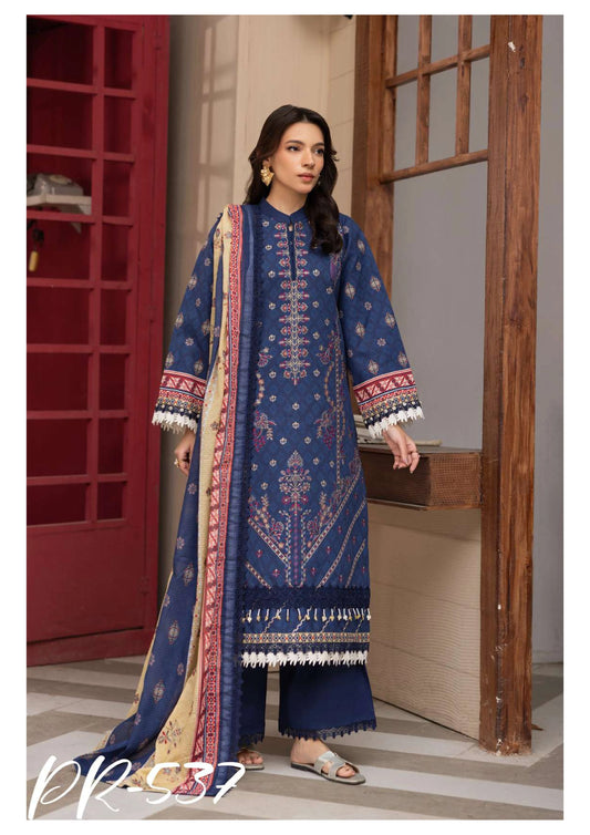 Digital Printed Embroidered Lawn 3PC -ZR537