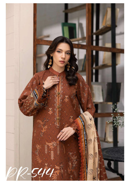 Digital Printed Embroidered Lawn 3PC -ZR544