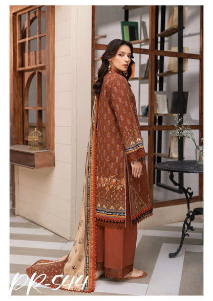 Digital Printed Embroidered Lawn 3PC -ZR544