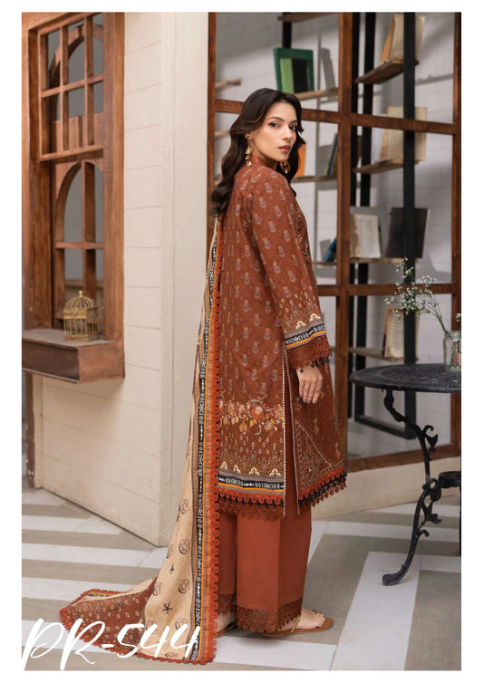 Digital Printed Embroidered Lawn 3PC -ZR544