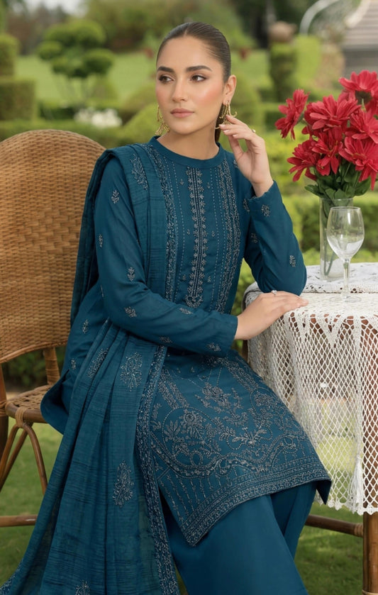 Embroidered Lawn 3 PC Suit-ZR134