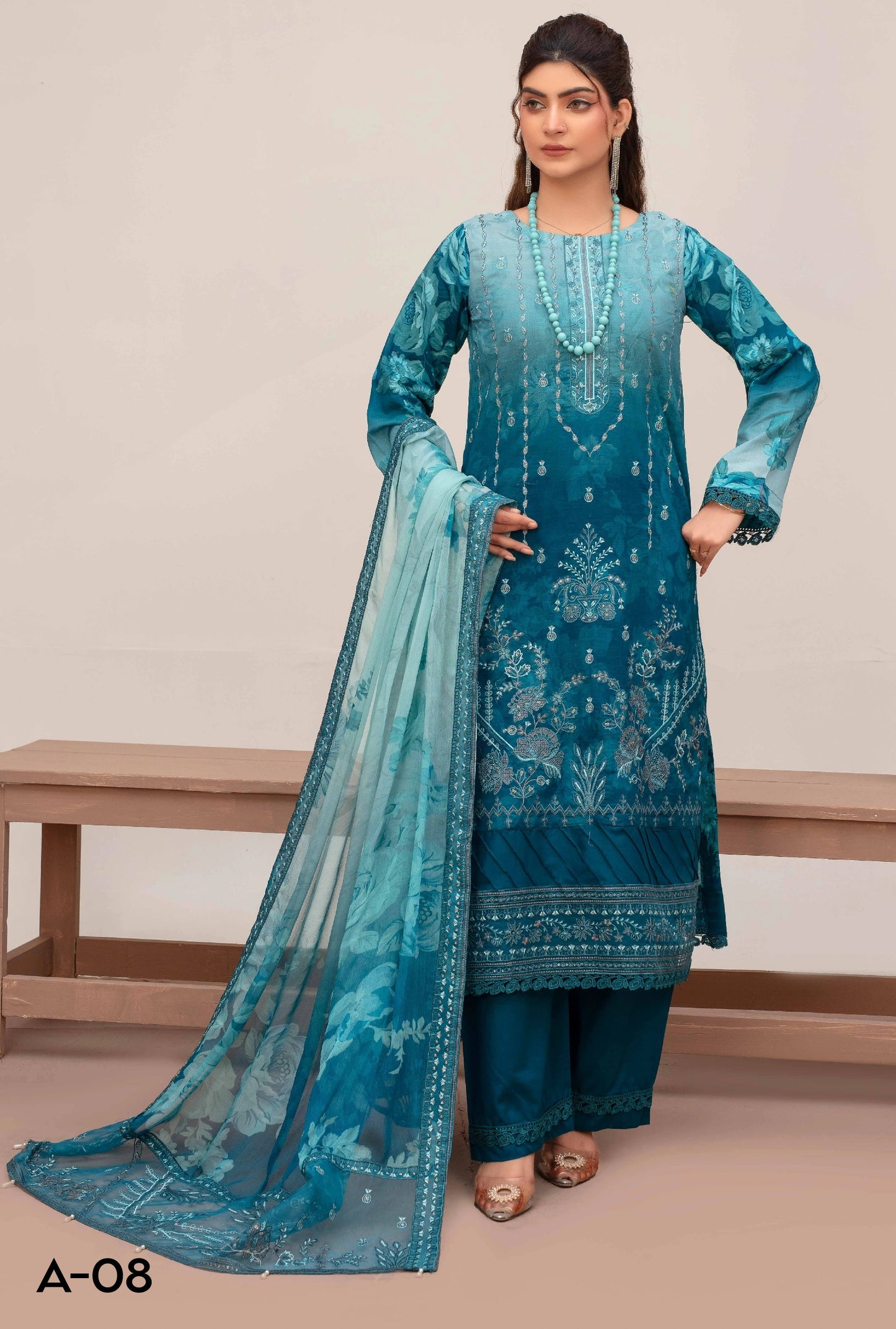 Embroidered Lawn 3PC Suit-ZR143