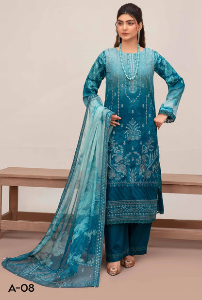 Embroidered Lawn 3PC Suit-ZR143
