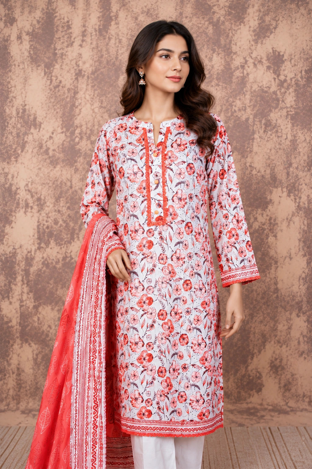 Printed Lawn 3PC Suit | Unstitched-ZR209