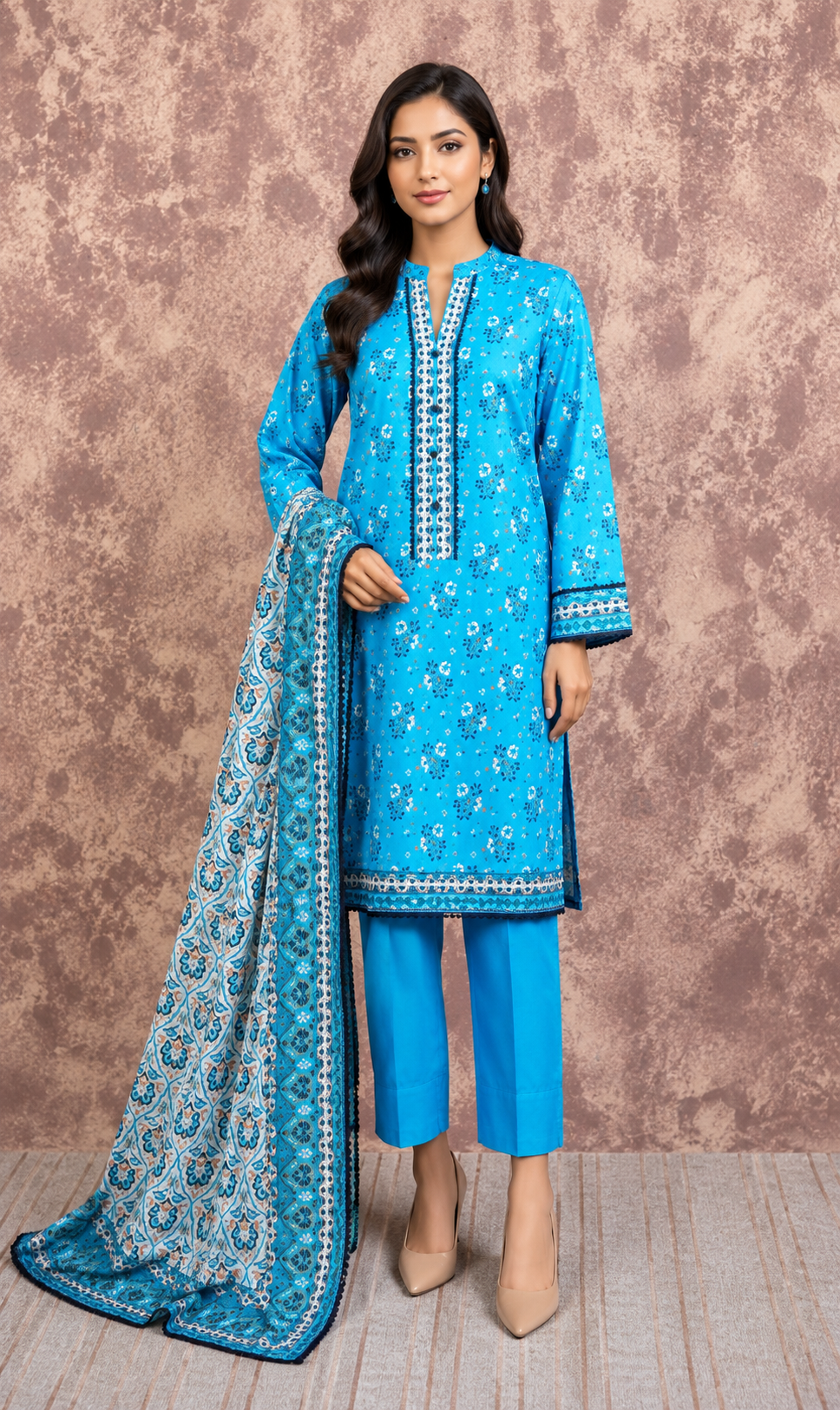 Printed Lawn 3PC Suit | Unstitched-ZR213