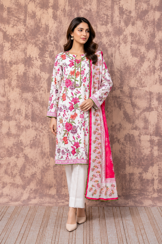 Printed Lawn 3PC Suit | Unstitched-ZR210